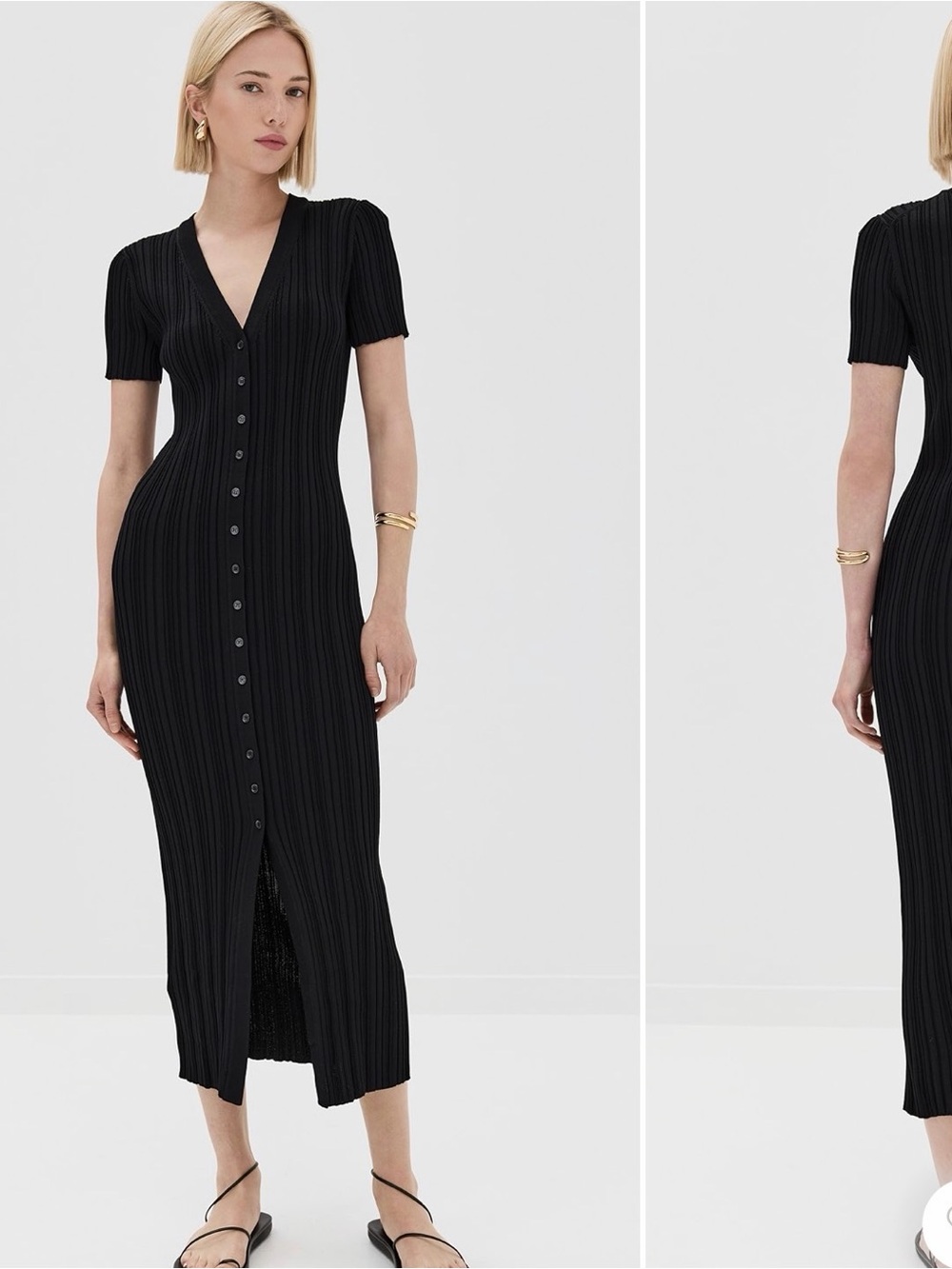 STAUD Amina Button-Front  Dress black NWT